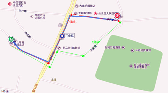 台儿庄大战纪念馆到台儿庄古城景区交通图 台儿庄大战纪念馆到台儿庄古城