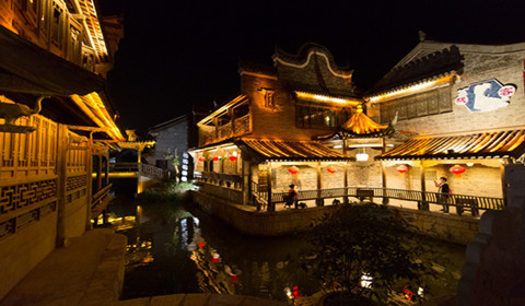 台儿庄古城夜景 台儿庄古城旅游攻略之内河夜景