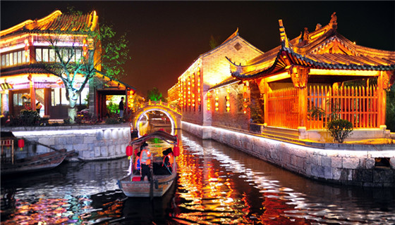  台儿庄古城夜景漂亮的旅游景点之【参将署码头】