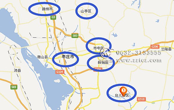 台儿庄古城在枣庄其他景点的位置