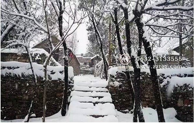 山亭翼云石头部落雪景