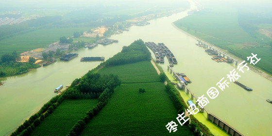 京杭大运河台儿庄 台儿庄运河的绿洲