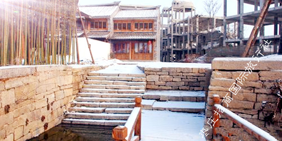台儿庄古城郁家码头的雪景 台儿庄郁家码头